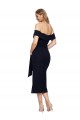 Cheapest Fitted Short Midi Length Off the Shoulder Crepe Cocktail Prom Dress / Homecoming Dress with Side Split and Waist Tie UK
