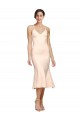 Cheapest Midi Length V-Neckline Crepe Cocktail Prom Dress / Homecoming Dress with Thin Straps and Fulted Skirt UK