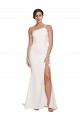 Cheapest Long Sweep Train Crepe Prom Dress with Side Split and One Strap UK