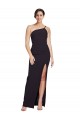 Cheapest Long Floor Length Crepe Prom Dress with Side Split and One Strap UK