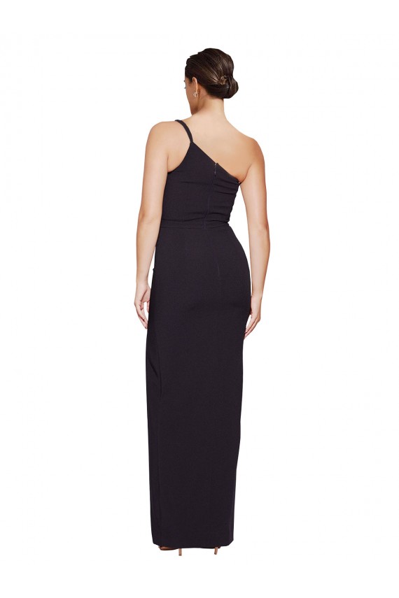 Cheapest Long Floor Length Crepe Prom Dress with Side Split and One Strap UK