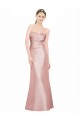 Cheapest Long Strapless Stretch Satin Prom Dress with Pleats and Low Back UK