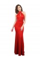 Cheapest Halter Neck keyhole Front Back Long Stretch Satin Prom Dress UK