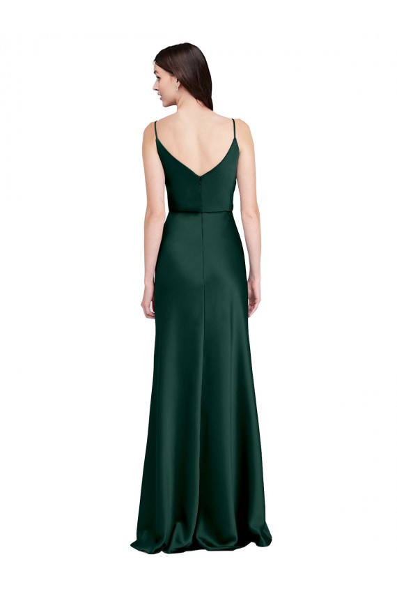 Cheapest Fitted Cowl Neck Long Stretch Satin Slip Prom Dress with V-Back UK