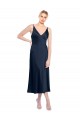 Cheapest V-Neck Midi Length Short Stretch Satin Cocktail Prom Dress / Homecoming Dress V-Back UK