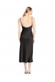 Cheapest Cowl Neck Midi Length Short Stretch Satin Slip Cocktail Prom Dress / Homecoming Dress UK