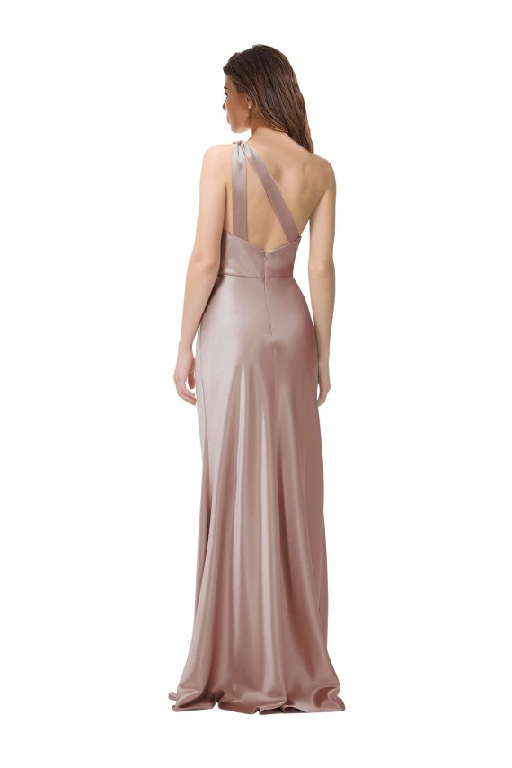 Cheapest One Shoulder Black-Tie Floor Length Long Stretch Satin Prom Dress UK