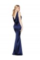 Cheapest Sheath High Neck Stretch Satin Prom Dress Low Back UK