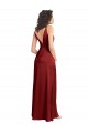 Cheapest Faux Surplice Neckline Long Slim A-Line Stretch Satin Prom Dress UK