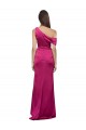 Cheapest Off the Shoulder Short Sleeves Stretch Satin Prom Dress with Side Slit UK
