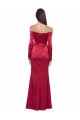 Cheapest Long Sleeves Off the Shoulder Stretch Satin Prom Dress with High Side Split UK