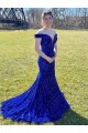 Cheapest Off the Shoulder Sleeveless Long Sweep Train Velvet Sequin Prom Dress UK
