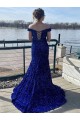 Cheapest Off the Shoulder Sleeveless Long Sweep Train Velvet Sequin Prom Dress UK
