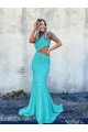 Cheapest Mermaid One Shoulder Sleeveless Long Sweep Train Velvet Sequin Prom Dress UK