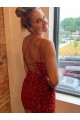 Cheapest V-Neck Sleeveless Short Velvet Sequins Prom Dress UK