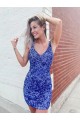Cheapest Short Velvet Sequin V-Neck Sleeveless Prom Dress UK