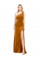 Cheapest Sleek One Shoulder Long Velvet Prom Dress UK
