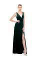 Cheapest Sleek V-Neck Long Velvet Prom Dress with Side Slit UK