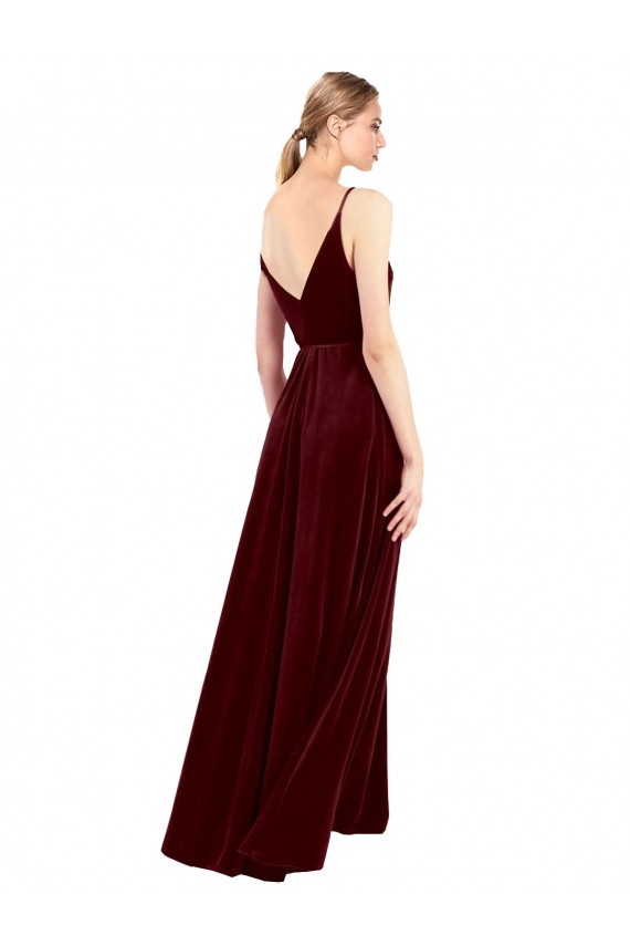 Cheapest Faux Wrap V-Neck Sleek Long Velvet Prom Dress UK
