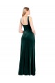 Cheapest Square Neck Full Length Velvet Prom Dress with Side Slit UK