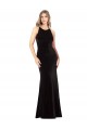 Cheapest Vintage Velvet High Neck Prom Dress with Strappy Back UK