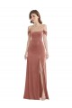 Cheapest Off the Shoulder Flounce Sleeve Velvet Maxi Prom Dress & Pockets UK