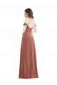 Cheapest Off the Shoulder Flounce Sleeve Velvet Maxi Prom Dress & Pockets UK