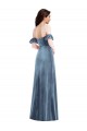 Cheapest Ruffle Sleeve Off the Shoulder Velvet Maxi Prom Dress UK