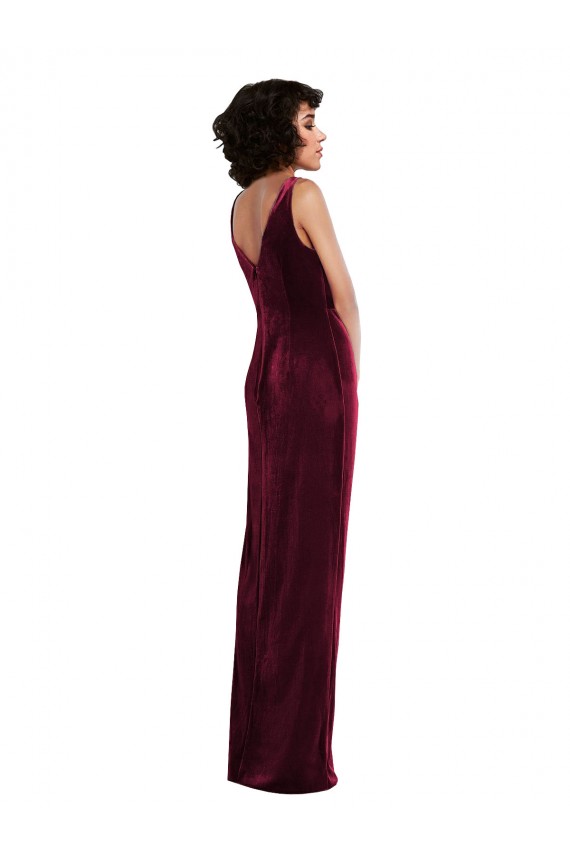 Cheapest Draped Skirt Faux Wrap Velvet Maxi Prom Dress UK