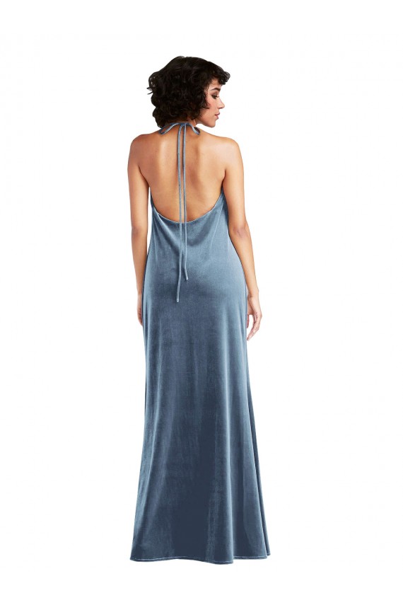 Cheapest Cowl Neck Velvet Maxi Slip Prom Dress UK