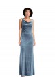 Cheapest Floor Length Cowl Neck Long Stretch Velvet Maxi Prom Dress UK