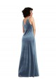 Cheapest Floor Length Cowl Neck Long Stretch Velvet Maxi Prom Dress UK