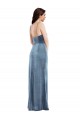 Cheapest Spaghetti Strap Velvet Maxi Prom Dress with Draped Skirt UK