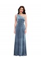 Cheapest One Shoulder Draped Velvet Maxi Prom Dress UK