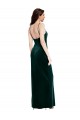 Cheapest Straight Neckline Spaghetti Straps Long Velvet Prom Dress with High Side Slit UK