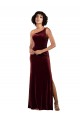 Cheapest One Shoulder Floor-Length Velvet Prom Dress UK