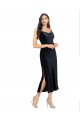 Cheapest Midi Length Velvet Cocktail Prom Dress / Homecoming Dress with Cowl Neck and Spaghetti Straps UK