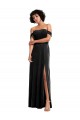 Cheapest Off the Shoulder Drapped Sleeves Stretch Velvet Prom Dress UK