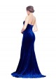Cheapest Strapless Ruched Velvet Prom Dress with Sweep Train and Front Slit UK