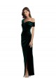Cheapest Long Asymmetric Neckline Ruched Velvet Prom Dress UK