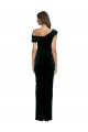 Cheapest Long Asymmetric Neckline Ruched Velvet Prom Dress UK