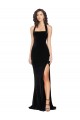 Cheapest Halter Neck Wide Straps Long Velvet Prom Dress with Side Split UK